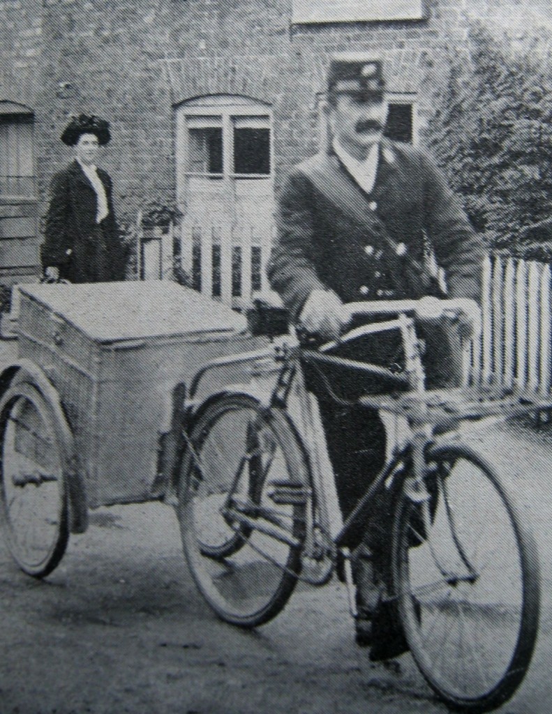 AOS P 1665 village postman, station road moulton early 1900s