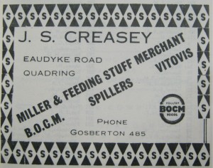AOS P 1924 J.S Creasy Quadring advert 1965