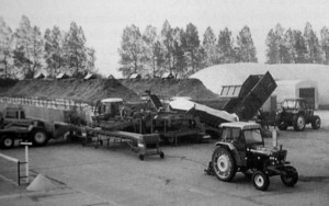 AOS P 1780 potatoes and being lifted and put into dickie pies for storage. A.H.Worths farm holbeach hurn 1960s