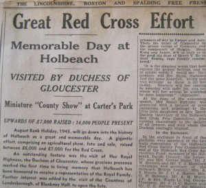 AOS P 1747 red cross agricultural show, carters park holbeach 1943 newspaper