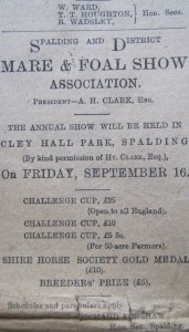 AOS P 2959 spalding and district mare and foal show, clay hall park spalding 1904 advert