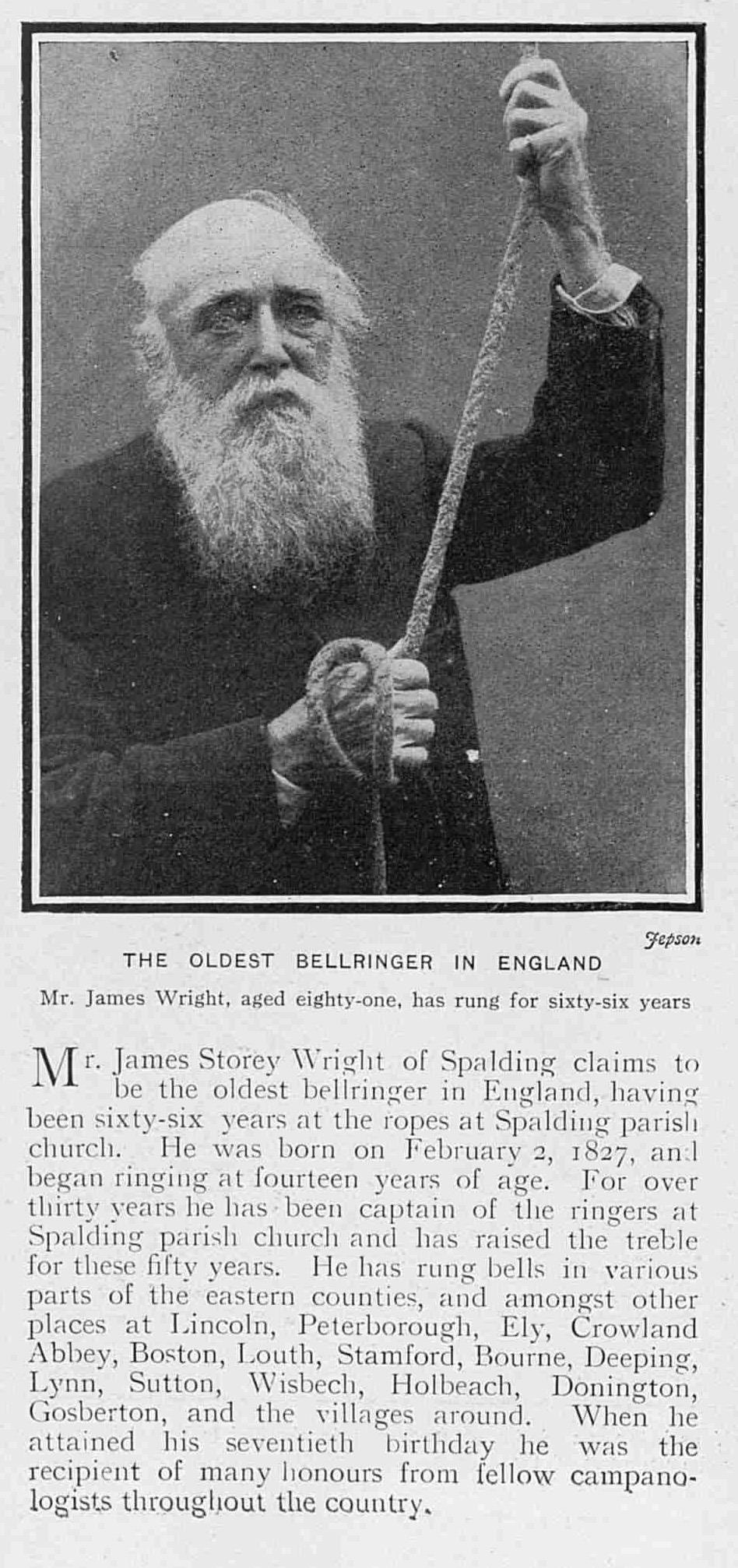 The Oldest Bell Ringer in England - 1907 - South Holland Life Heritage ...